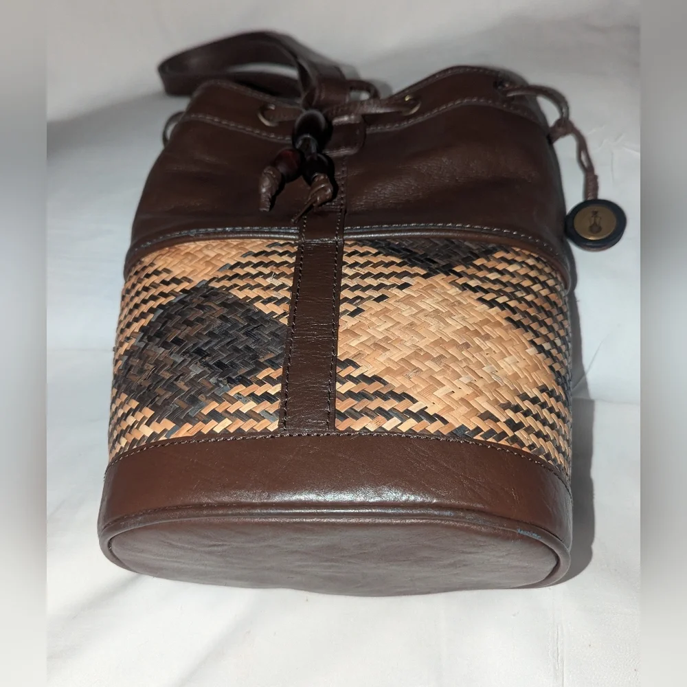 The Sak Brown Weave and Leather Backpack.
